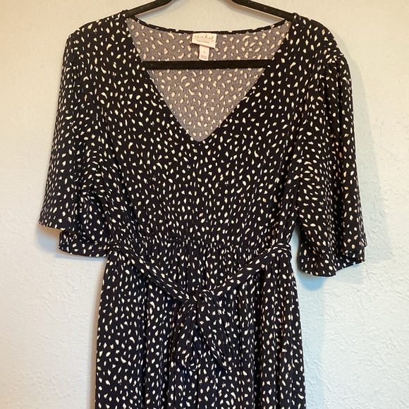 Isabel Maternity Womens Size L (Mat) V-Neck Short Sleeve Dress Waist Tie Black - Picture 4 of 16